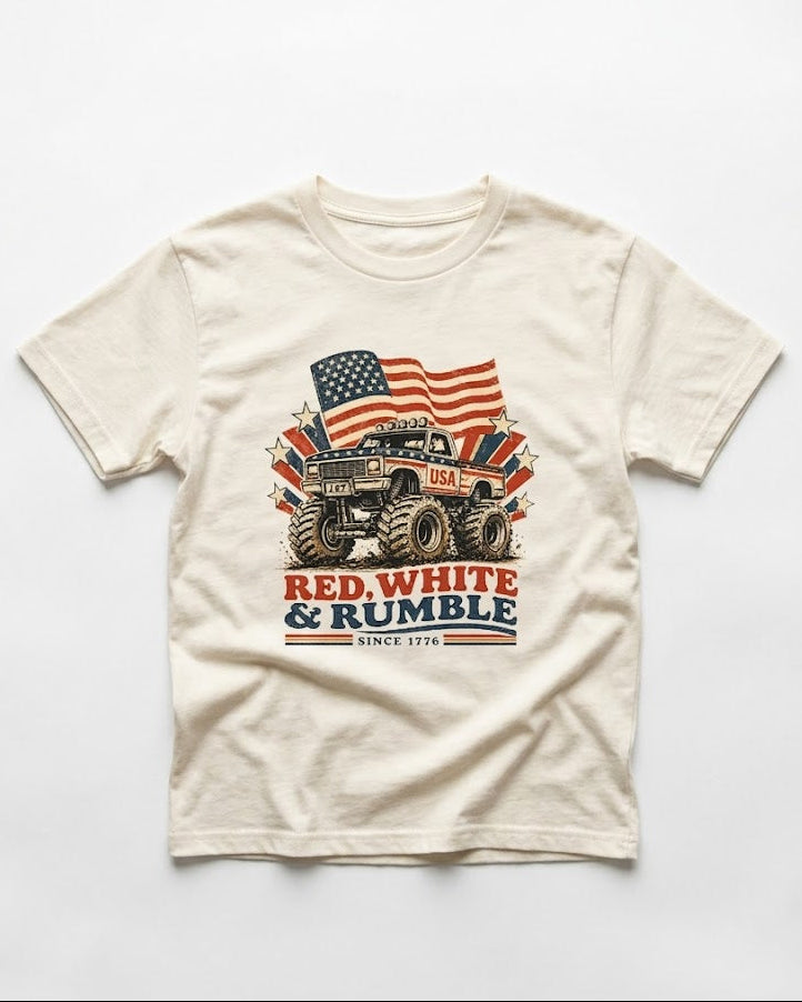 RED WHITE RUMBLE TEE
