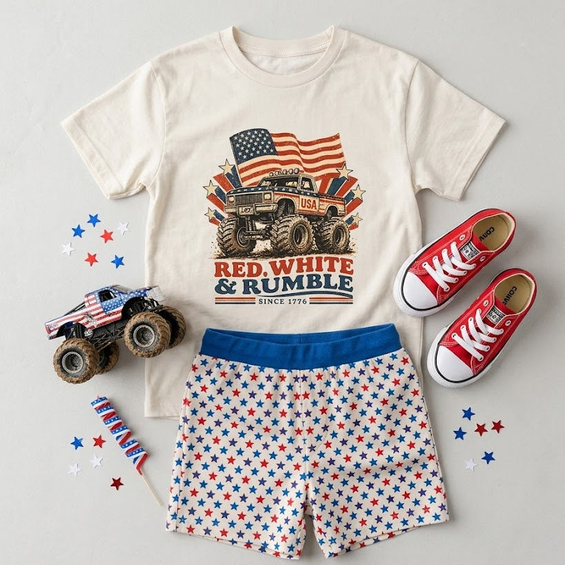 RED WHITE RUMBLE TEE